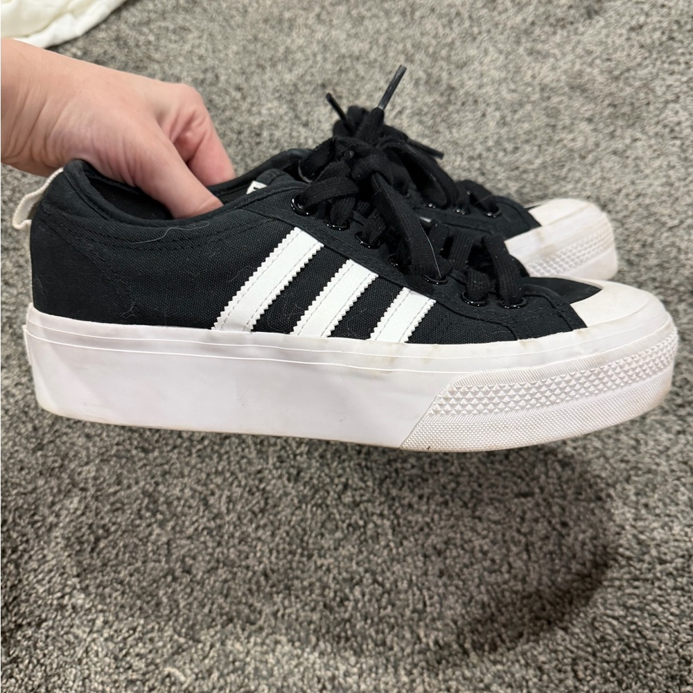 Adidas Women's Black and White Platform Sneakers